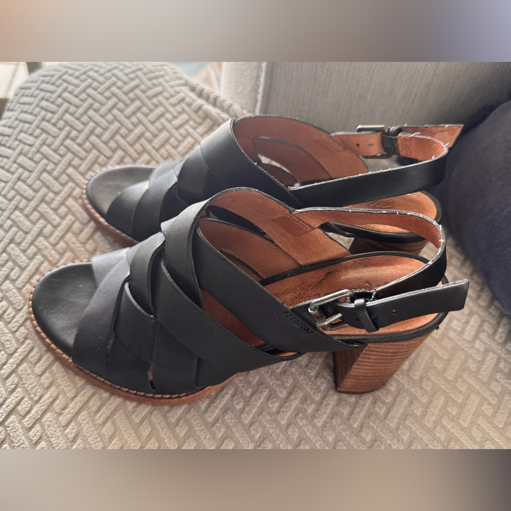 Madewell The Cindy Black Leather Block Heel Sandals Women’s Size 8